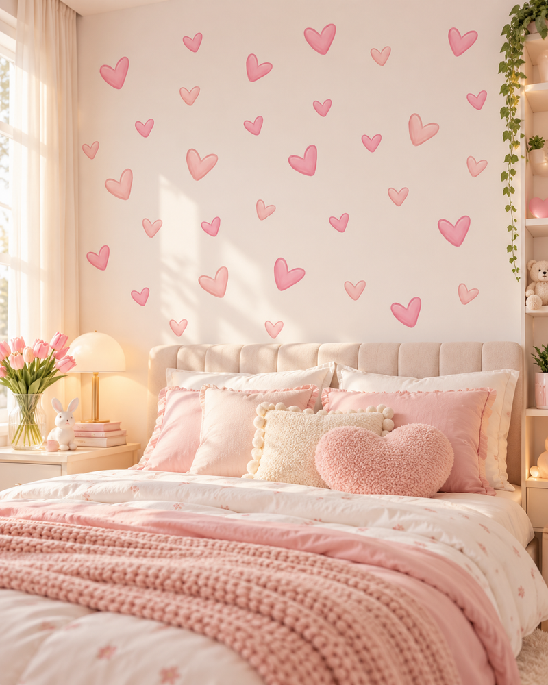 Pink Heart Wall Stickers